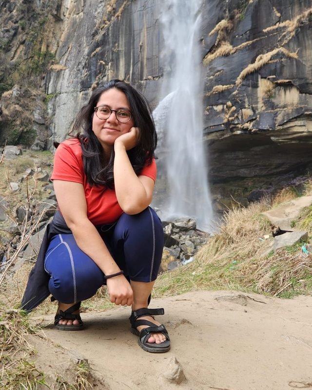 Galaxy at a waterfall on a trek
